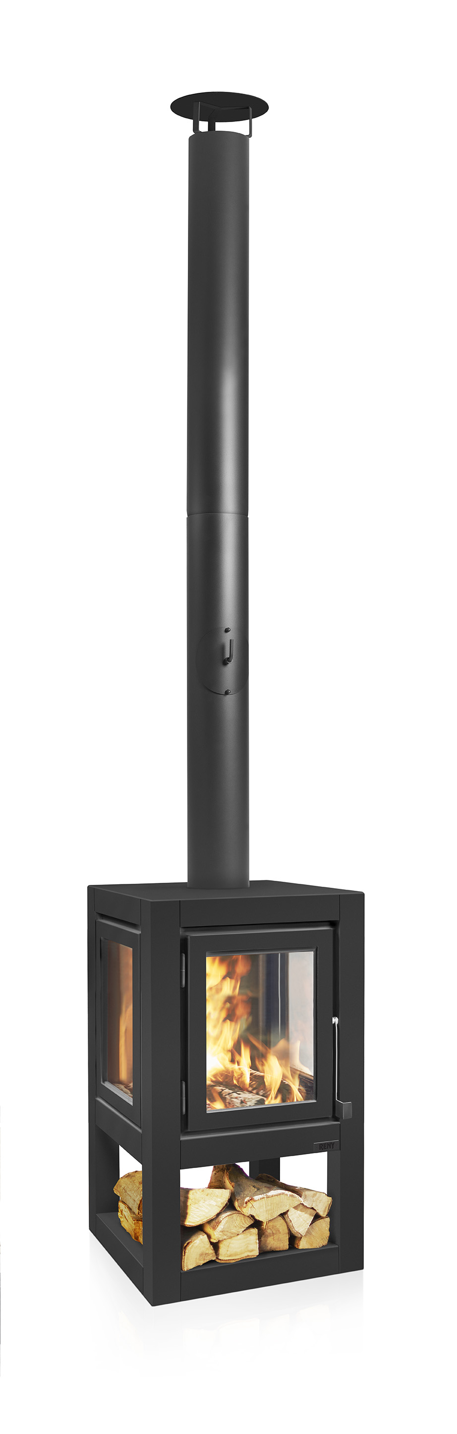 Terrassenkamin Edelstahl RB73 QUARUBA XL MOBILE – schwarz