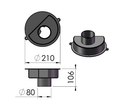 Außenluftstutzen Ø 80 mm schwarz TermaTech TT20 Modelle