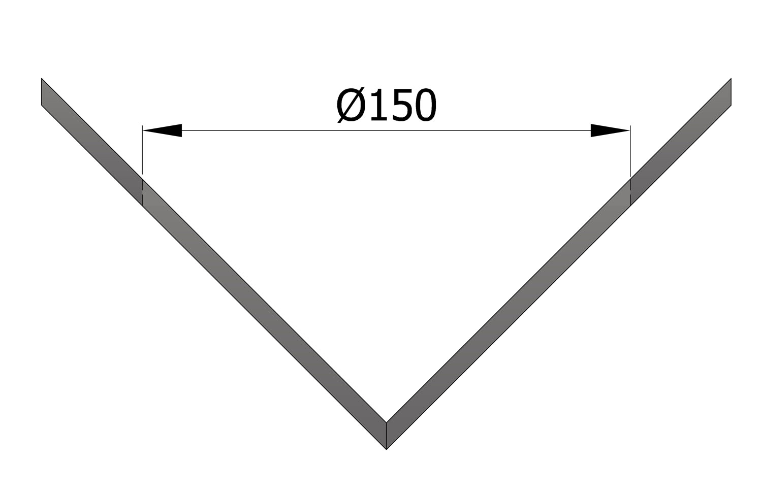 Eck-Wandrosette Stahl Außen-Eck Ø 150 mm hellgrau