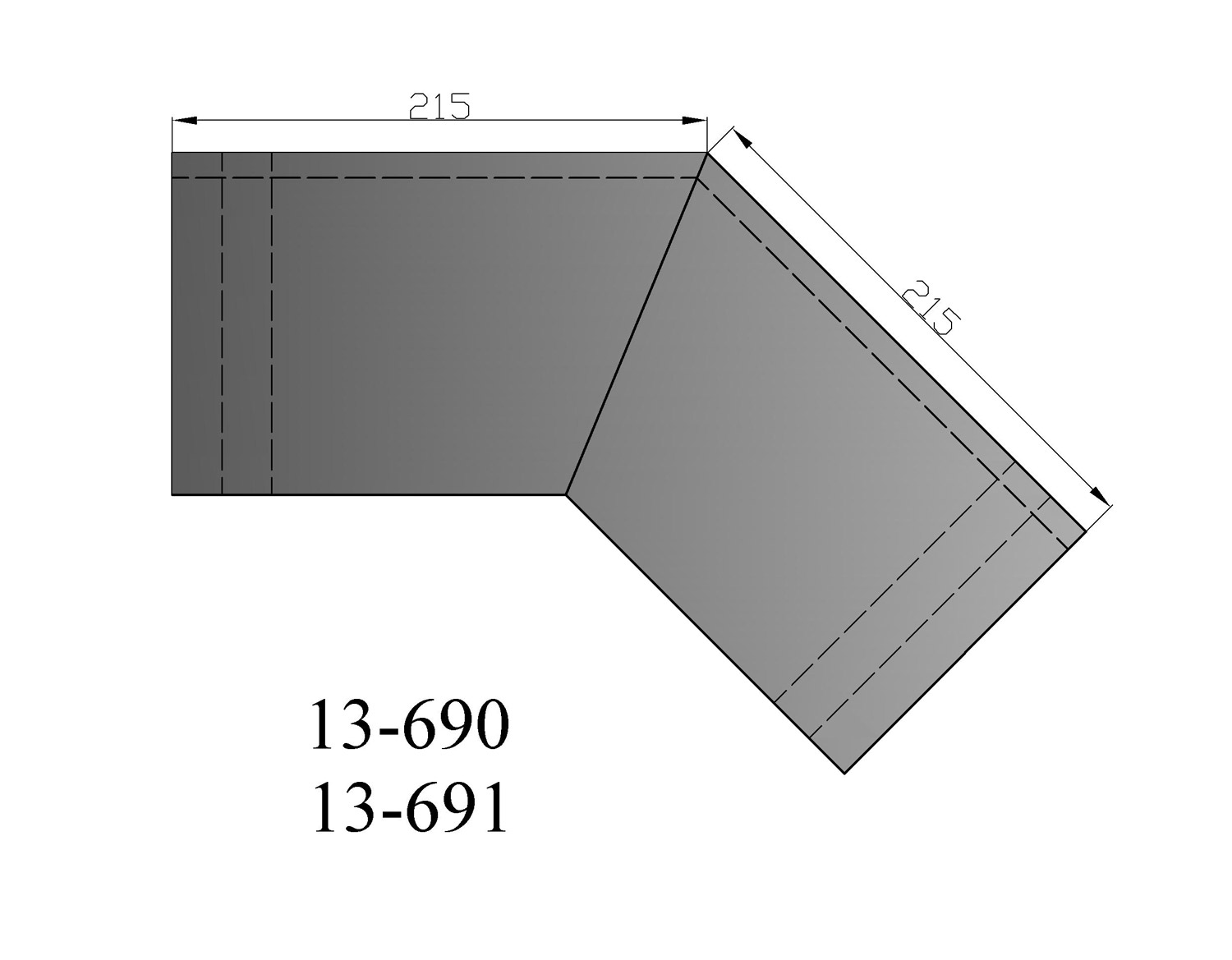 Hitzeschild doppelwandig für Rauchrohrbogen Stahl 45° Ø 150 mm schwarz