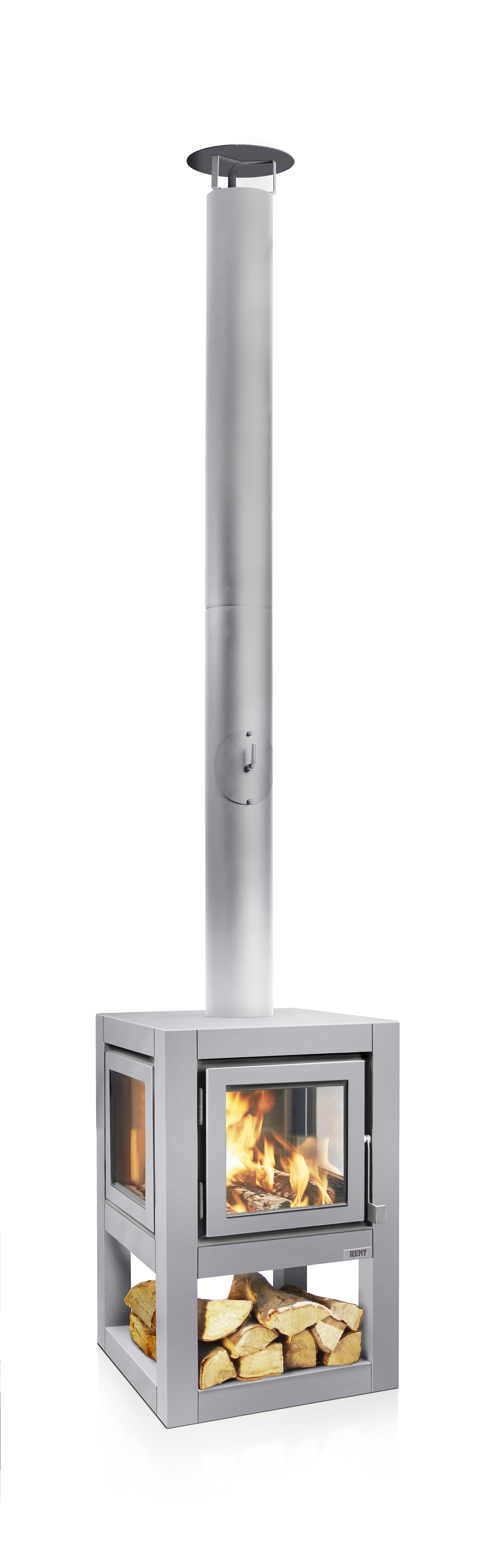 Terrassenkamin Cortenstahl RB73 QUARUBA L MOBILE – edelstahl