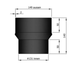 Erweiterung Rauchrohr Stahl schwarz, 130/150 außen Ø135/149 mm