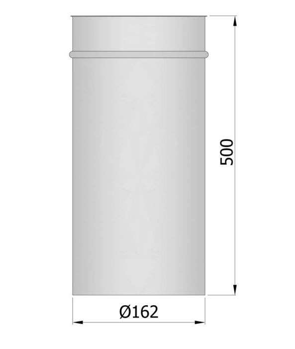 Wandfutter Rauchrohr Stahl einwandig 500 mm lang Ø 150 mm unlackiert