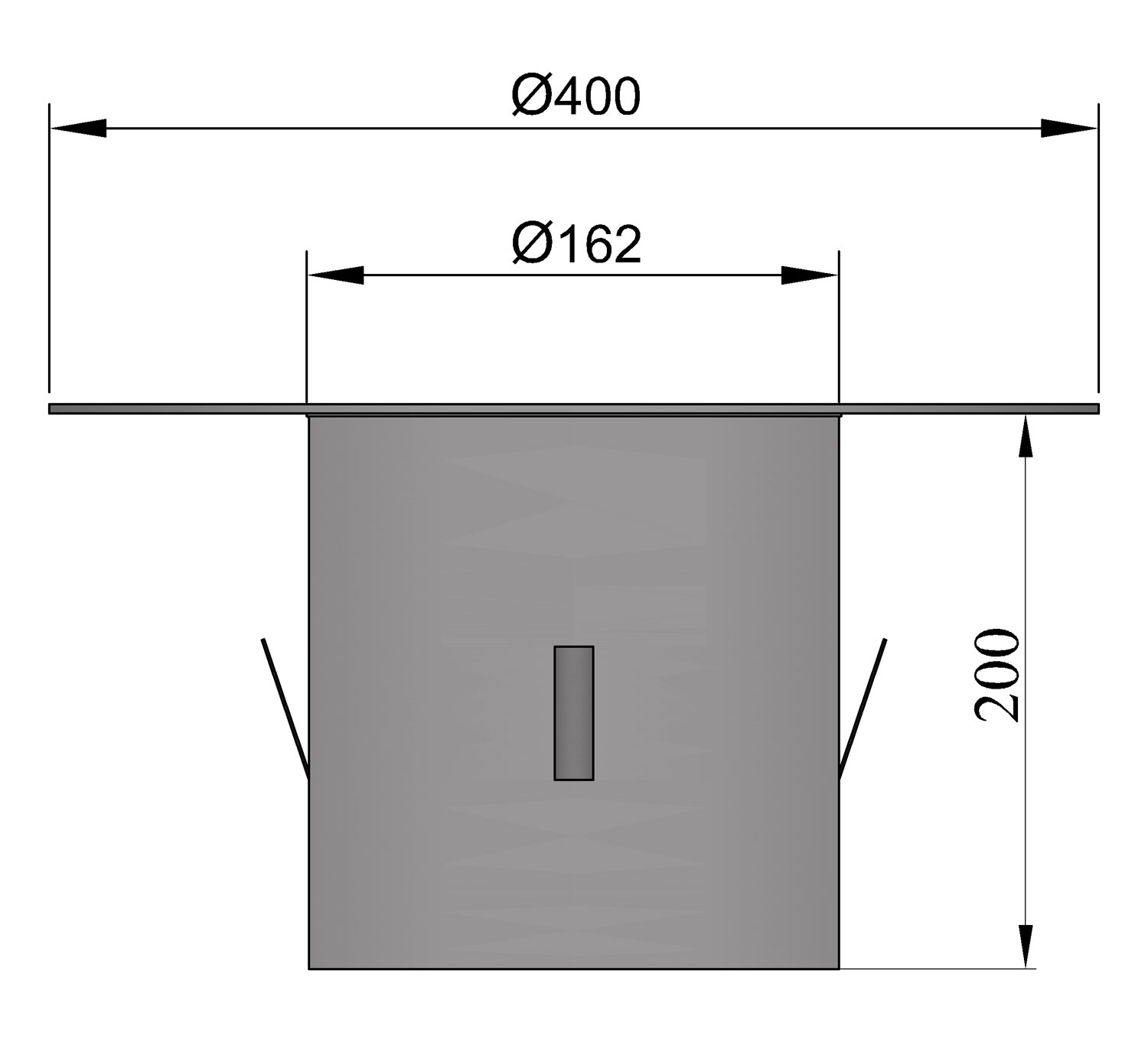 Deckenanschluss Rauchrohr Stahl Ø 150 mm schwarz