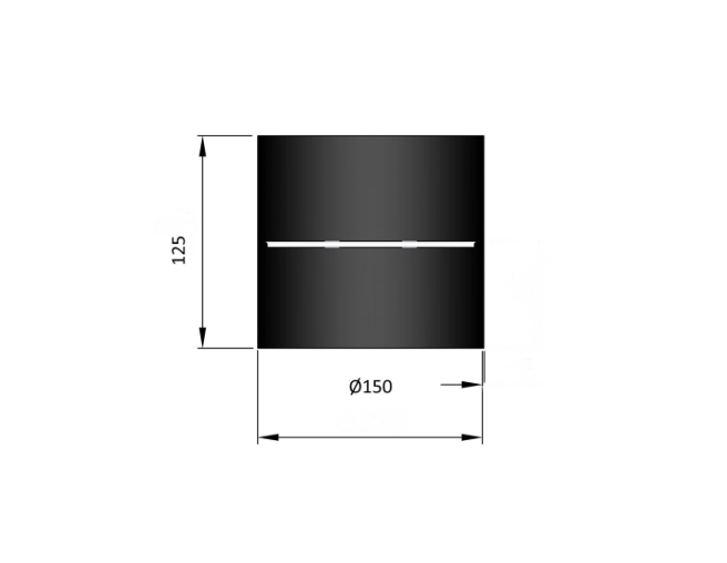 Rauchrohr Stahl L:125 mm Ø150 mm Zylindisch m. Kondensring schwarz