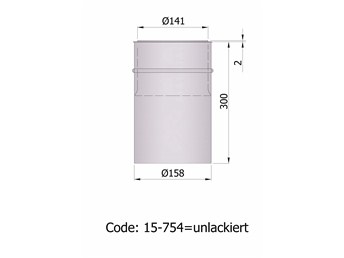 Wandfutter doppelwandig Rauchrohr Stahl 300 mm Ø 150 mm unlackiert, lang
