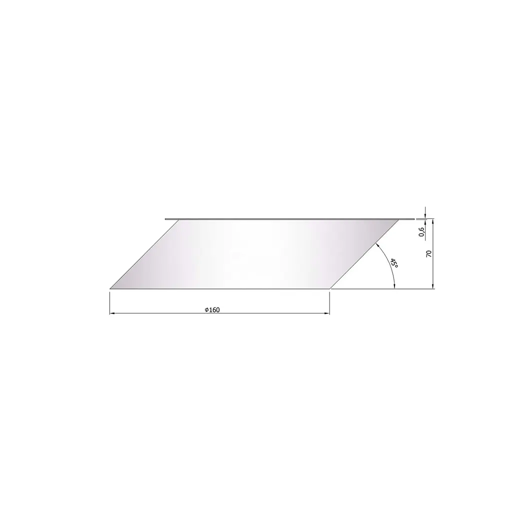 Wandfutter Rauchrohr Stahl Ø 160 mm unlackiert, 45° Winkel