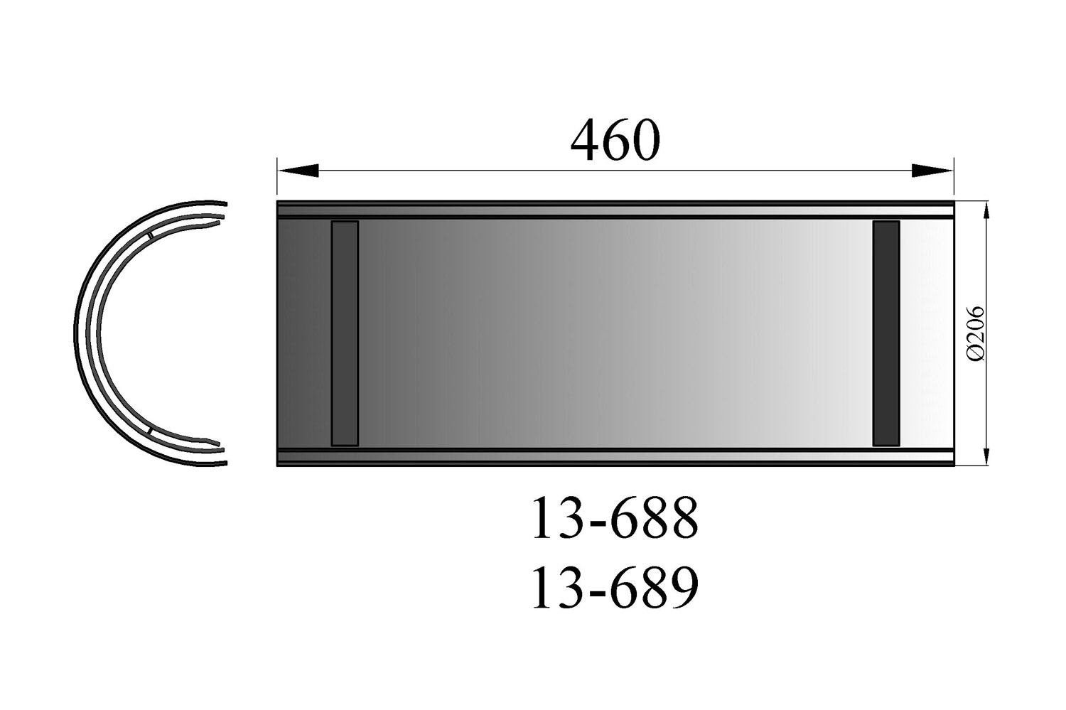 Hitzeschild doppelwandig für Rauchrohr Stahl 460 mm Ø 150 mm schwarz