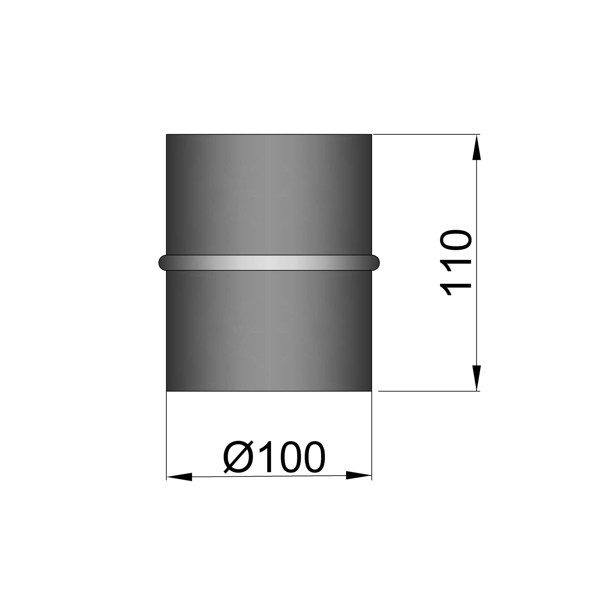 Steckverbinder Pellet-Ofenrohr Stahl schwarz, Muffe-Muffe
