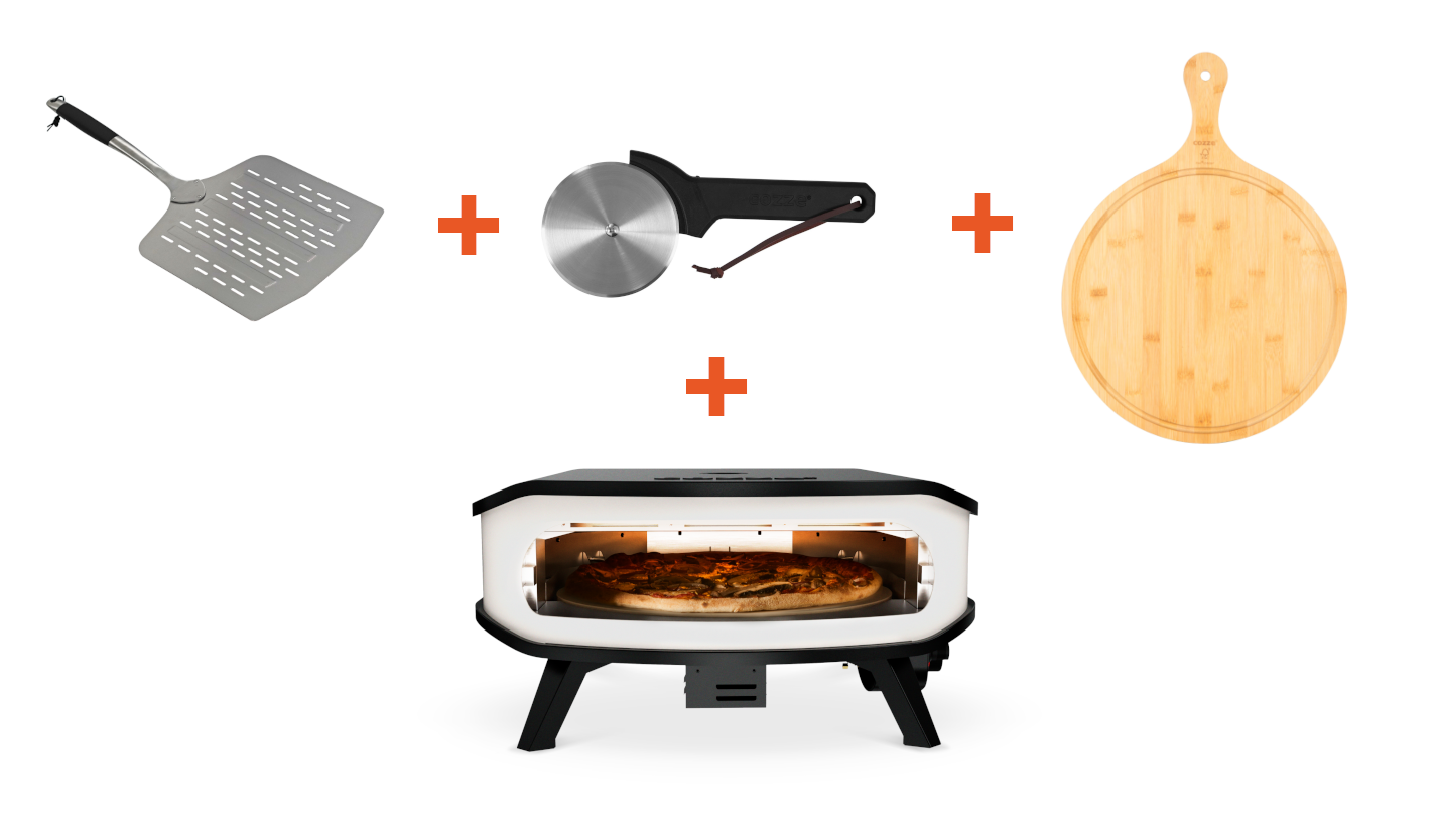 Cozze 17“ Pizzaofen Gas mit drehbaren Pizzastein Starter Set
