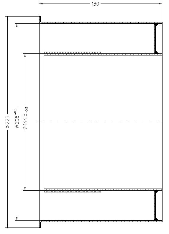 Wandfutter doppelwandig Rauchrohr Stahl 120 mm lang unlackiert