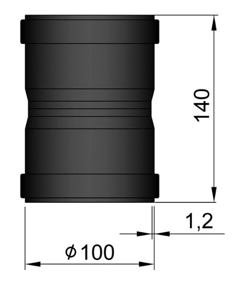 Steckverbinder Pellet-Ofenrohr schwarz, Steckende-Steckende