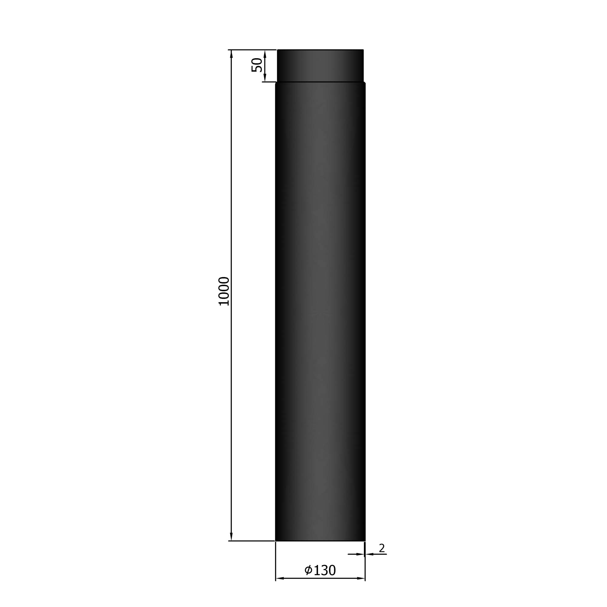 Rauchrohr Stahl 1000 mm schwarz