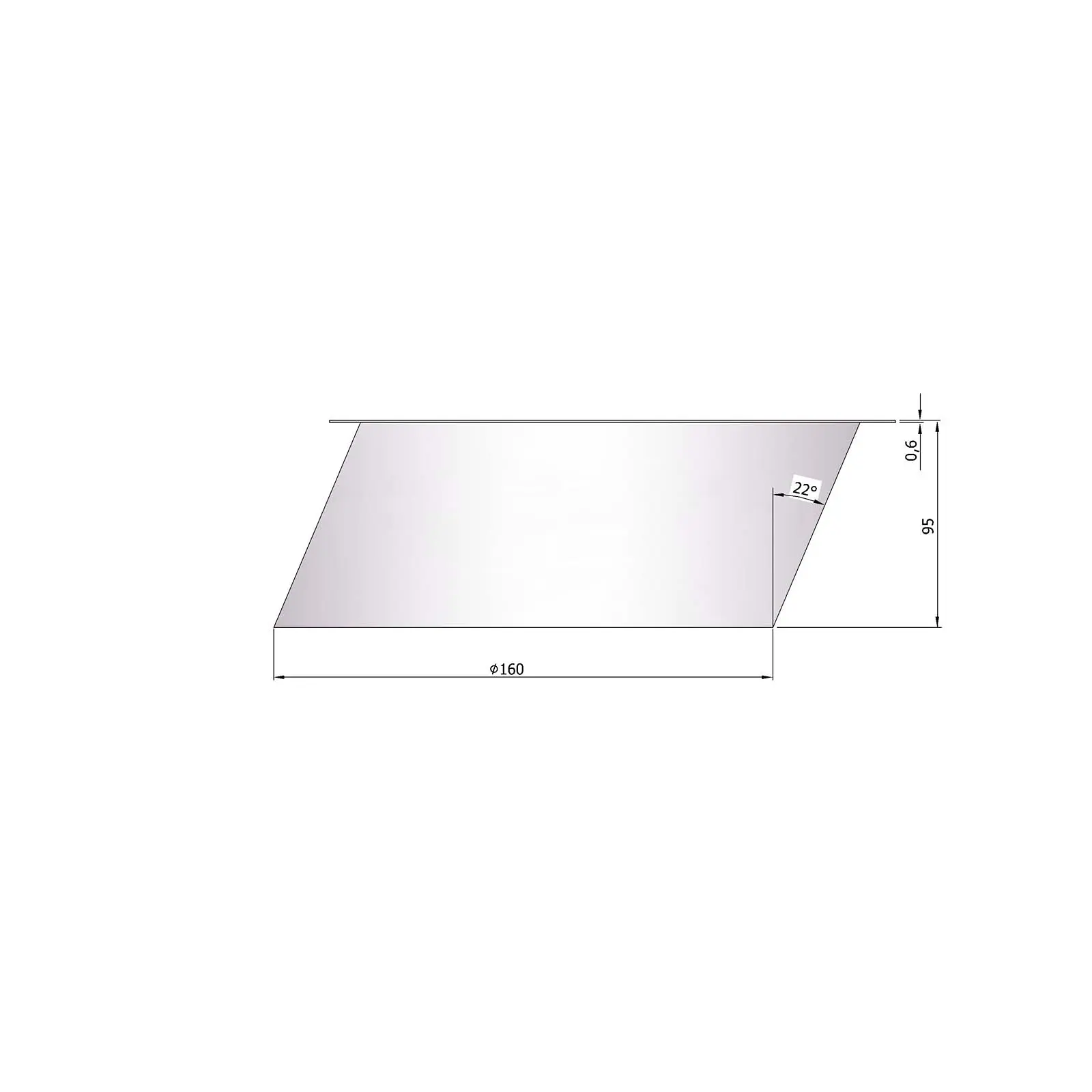 Wandfutter Rauchrohr Stahl Ø 160 mm unlackiert, 22° Winkel