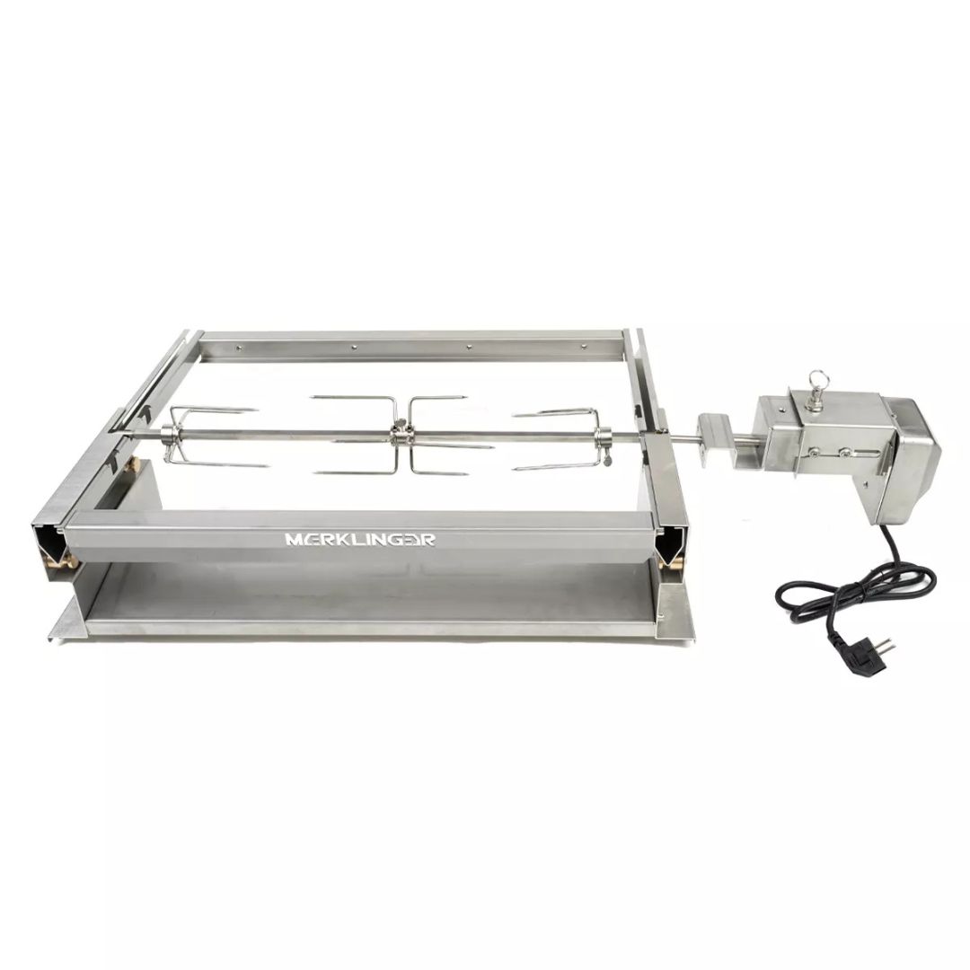 Der Merklinger Rotisserie 800 Basis inkl. Motor + Fleischklammer 2er Set