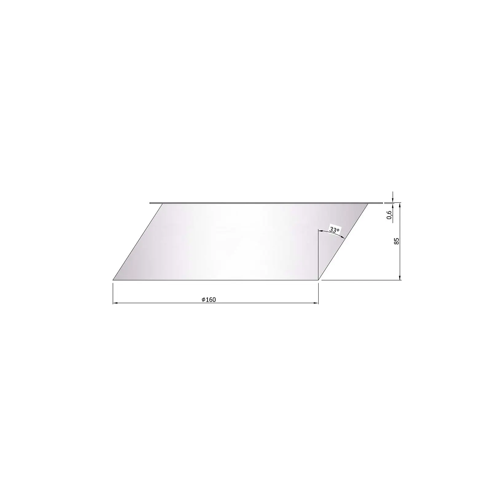 Wandfutter Rauchrohr Stahl Ø 158 mm unlackiert, 33° Winkel